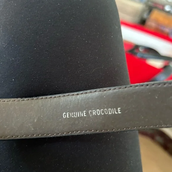 Genuine Crocodile Brown Belt, About 36” Long - Picture 2 of 4